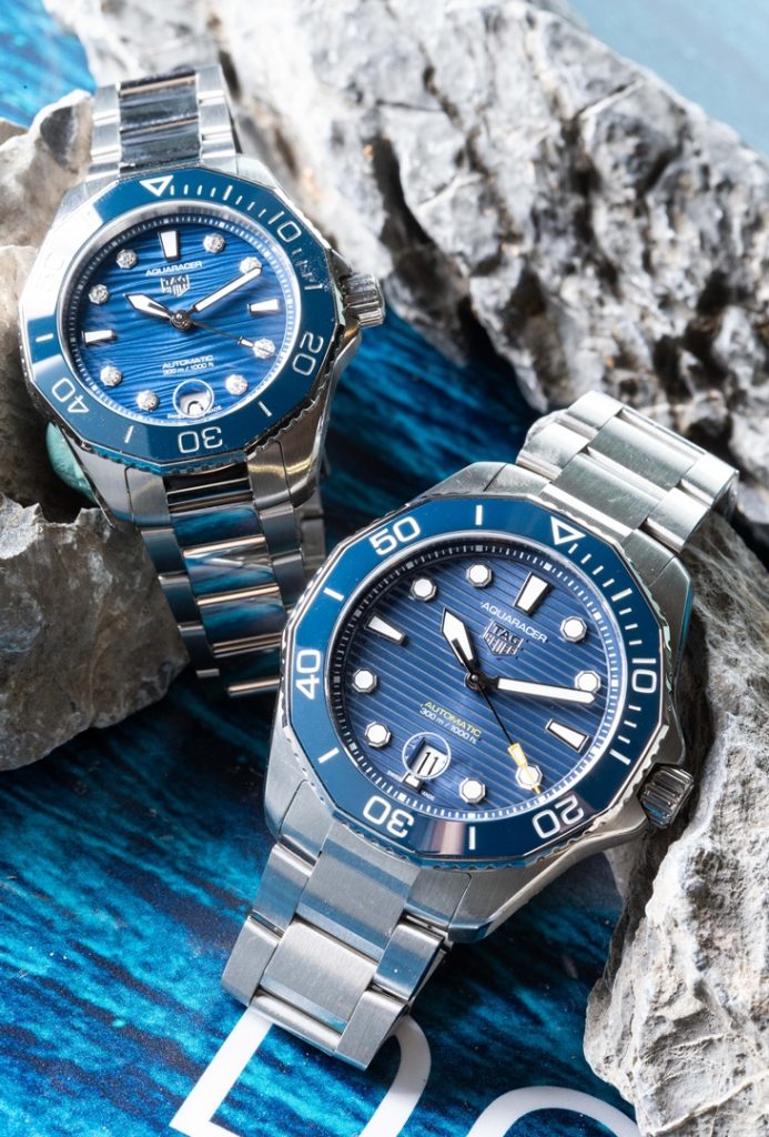 TAG Heuer Aquaracer Professional 300米自動腕錶 左36毫米錶徑 參考編號WBP231B.BA0618　建議售價 NT109400 右42毫米錶徑 參考編號WBP201B.BA0632 建議售價 NT99300 腕錶情境圖